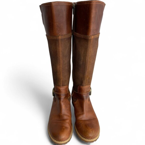 Timberland Bethal Tall Brown Leather Riding Zip Winter Harness Boots Women's 6 - Picture 3 of 14